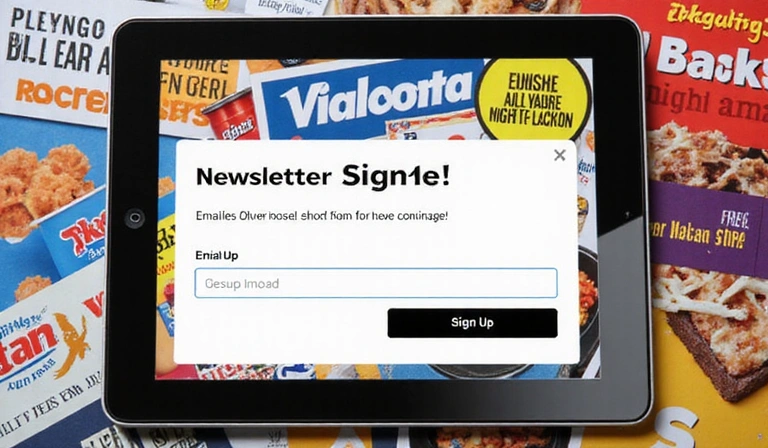 Newsletter signup on a tablet