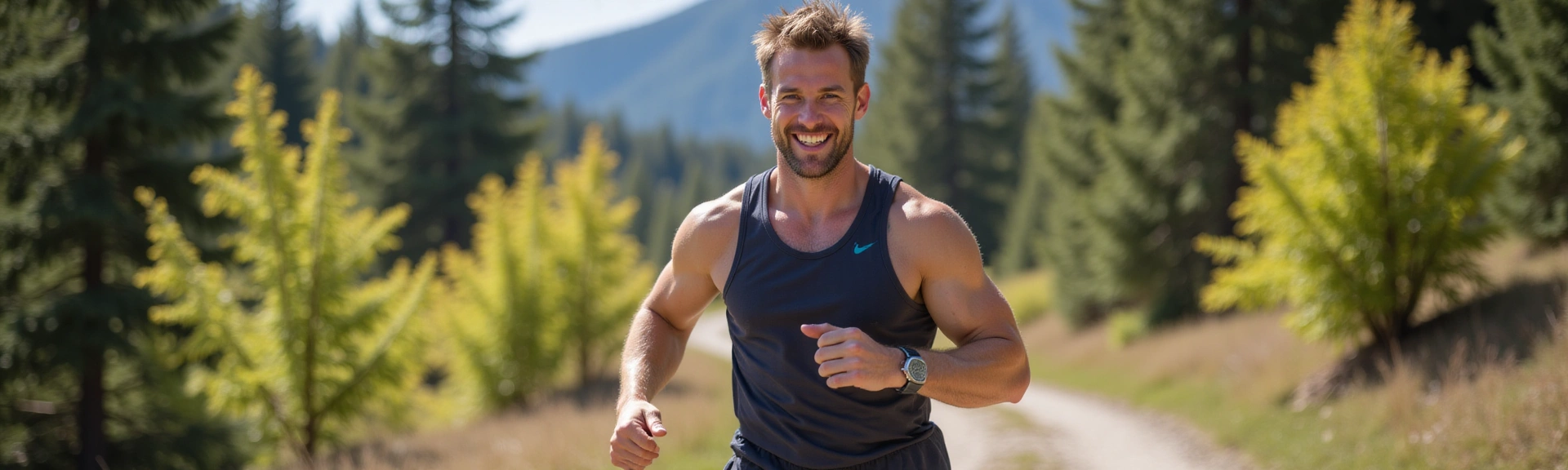 Dynamic image showcasing a fit man exercising outdoors, symbolizing vitality and men's health.