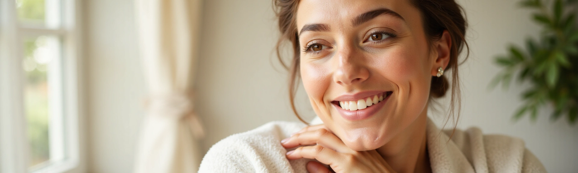 A woman with glowing, healthy skin, representing natural beauty and effective skincare.